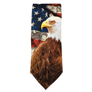 Eagles Wings Necktie Men's VTG 100% Silk USA Bald Eagle American Flag Florida